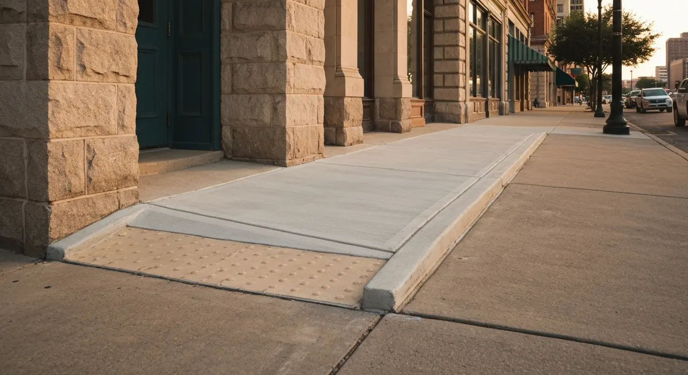 ADA compliant concrete sidewalk in downtown Houston