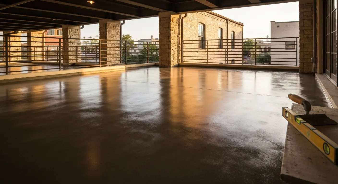 Concrete patio project in downtown Houston loft
