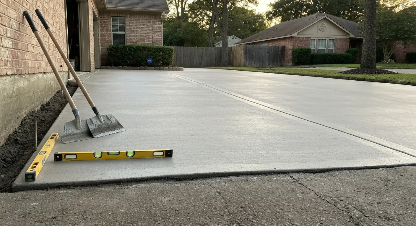 New concrete driveway installation