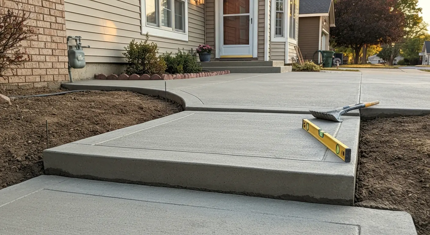 Concrete sidewalk installation