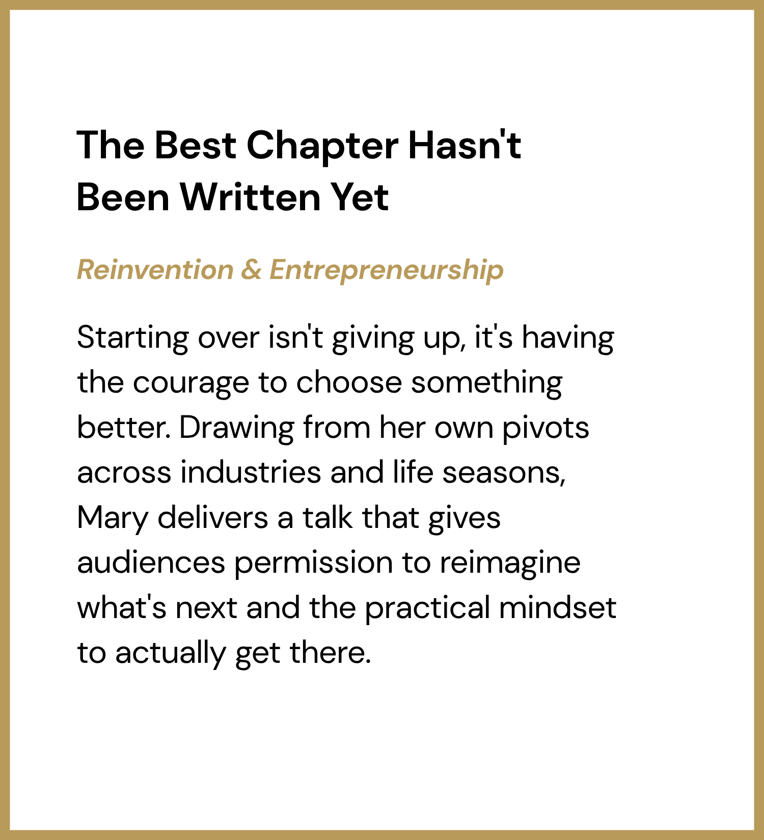 The Best Chapter Hasn't Been Written Yet - Details