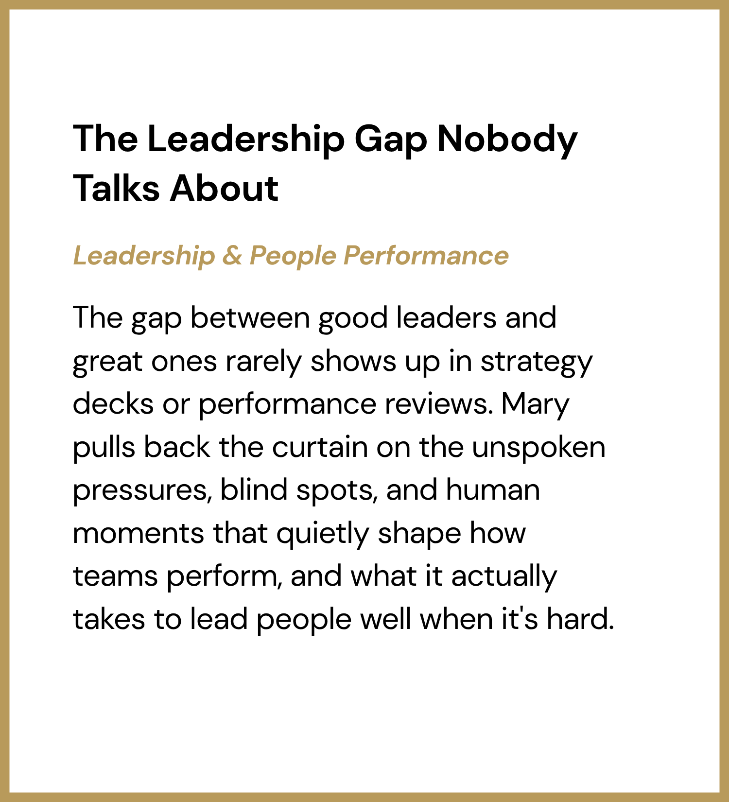 The Leadership Gap Nobody Talks About - Details