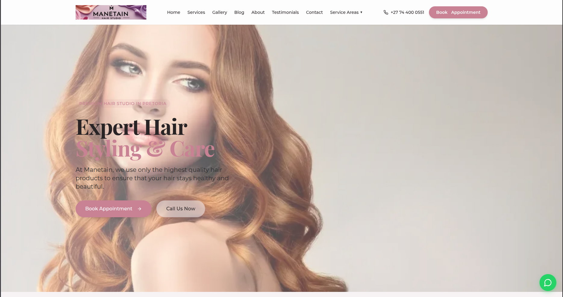 Manetain Hair Studio website built by QuickSiteReady