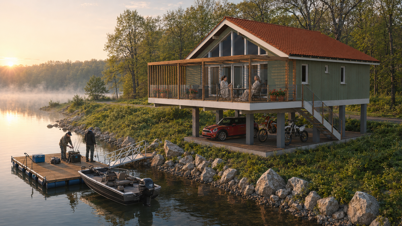 Kócsag PLUSZ cölöpös villa