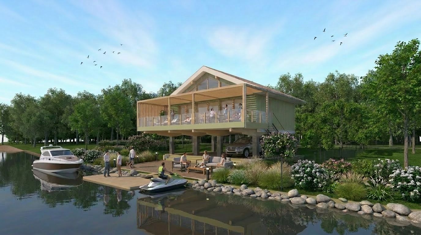 Kócsag cölöpös villa