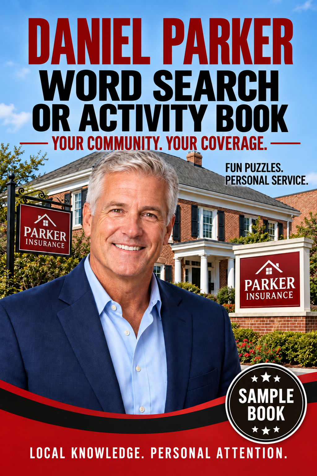 Fictional Daniel Parker Insurance Word Search or Activity Book sample cover