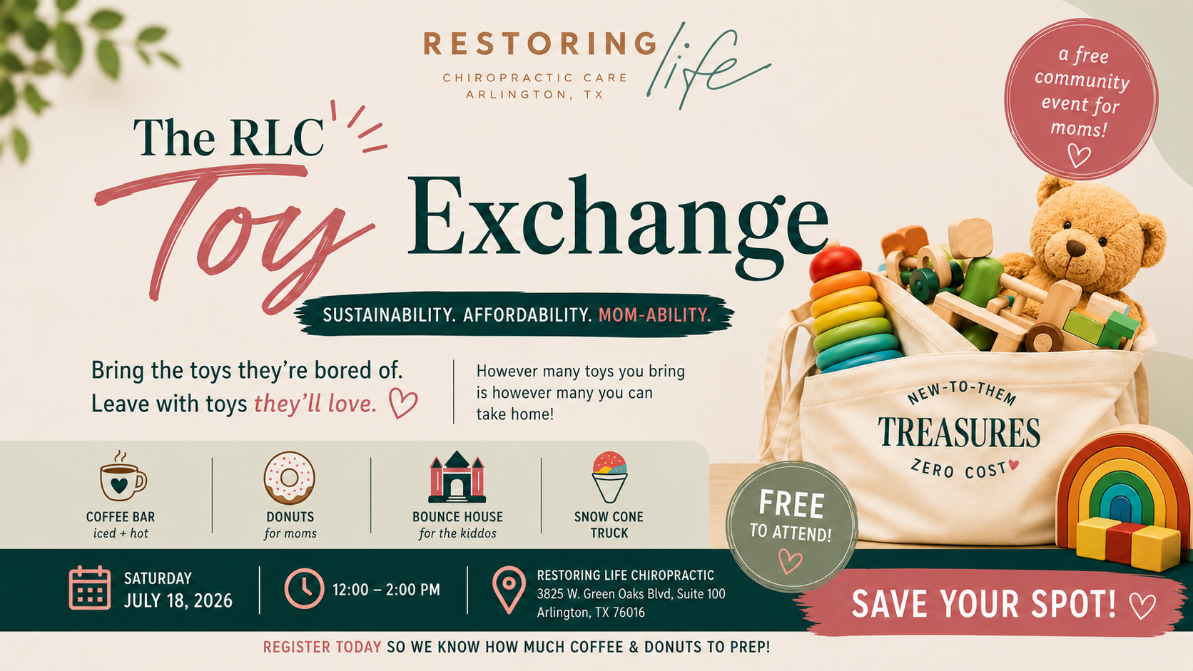 RLC Toy Exchange at Restoring Life Chiropractic