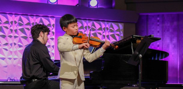 Student playing violin