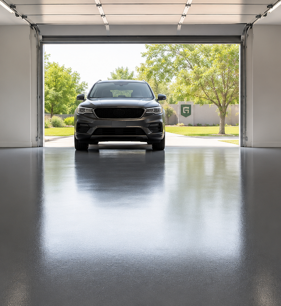 Cured epoxy floor, ready to drive on