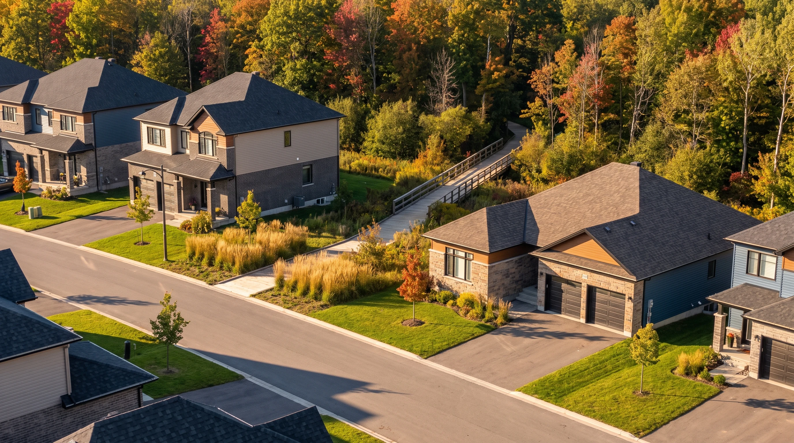 Homes backing onto the Mer Bleue Conservation Area in Bradley Estates, Orleans Ottawa