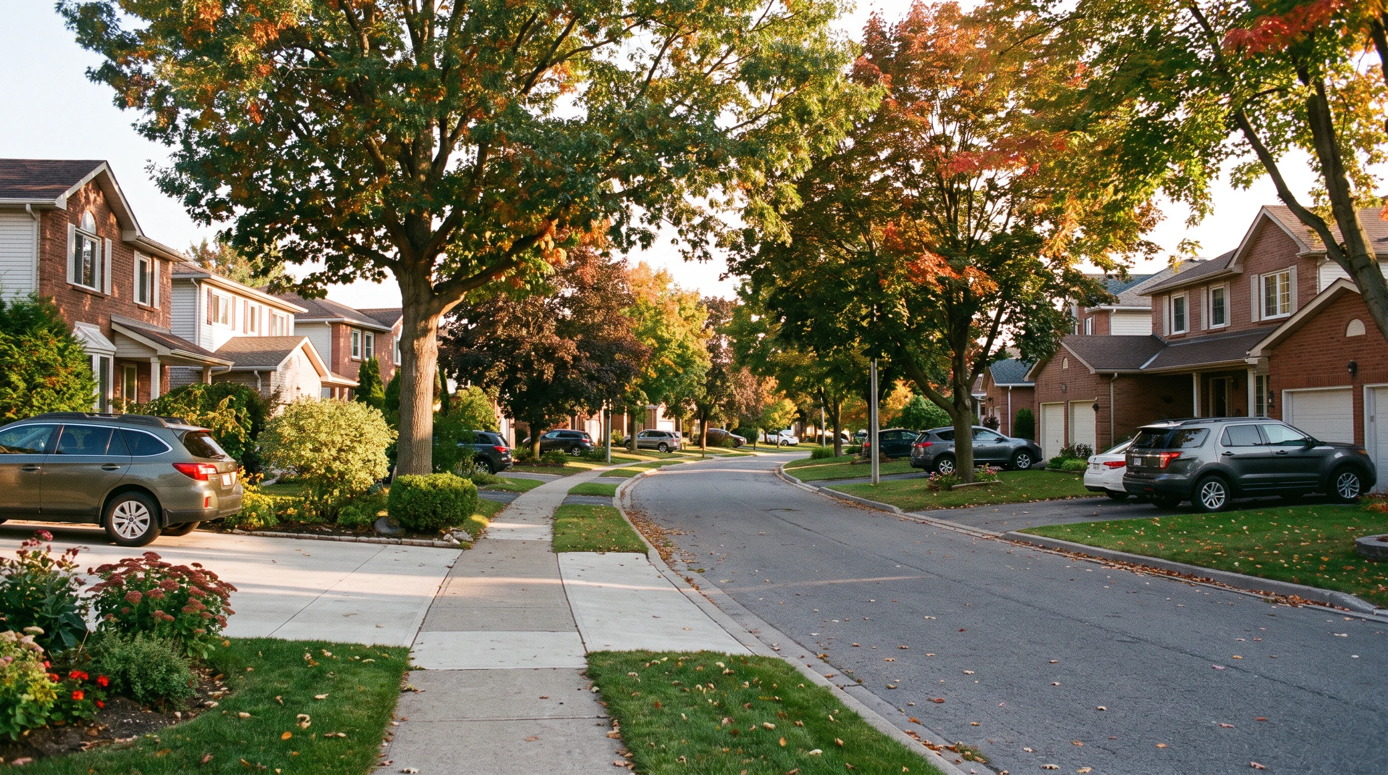 Mature tree-lined street of family homes in Fallingbrook, Orleans Ottawa