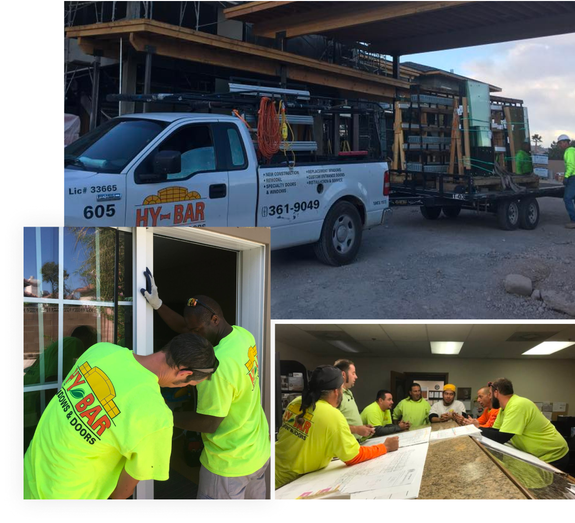 HyBar Windows & Doors — team, truck, and installation