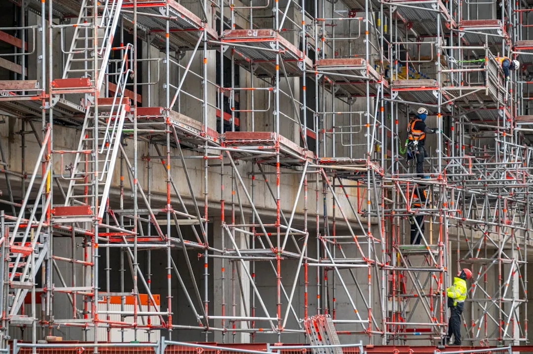 Construction scaffolding on a project