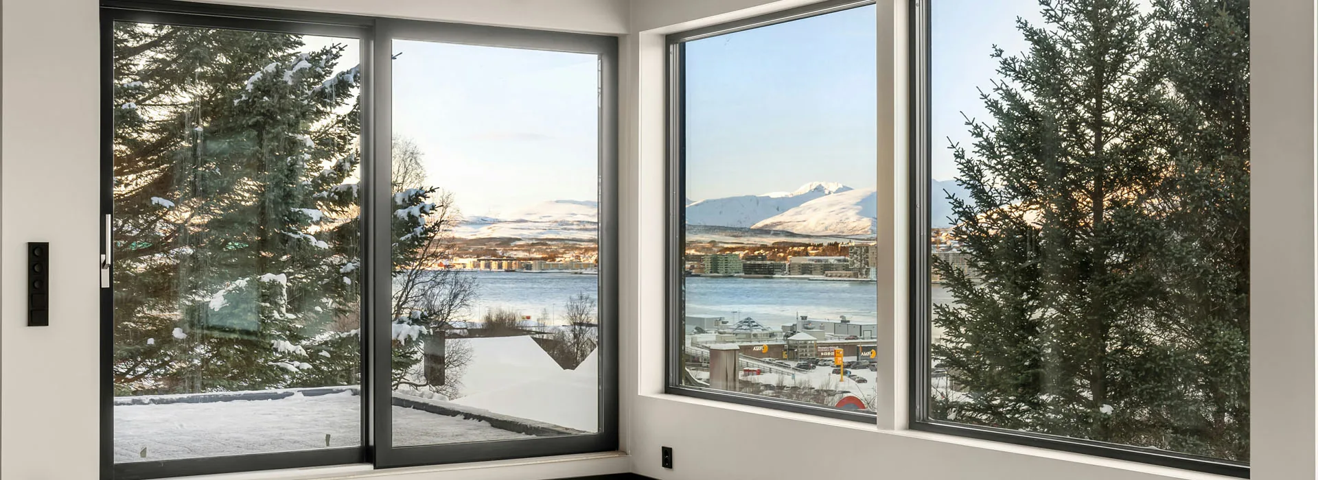 Transom window installation above a door