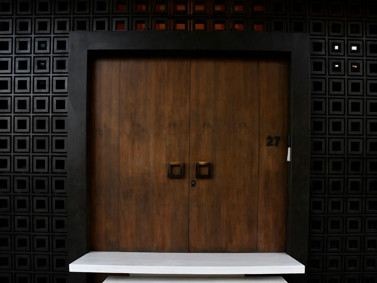 HyBar craftsman installing a custom door