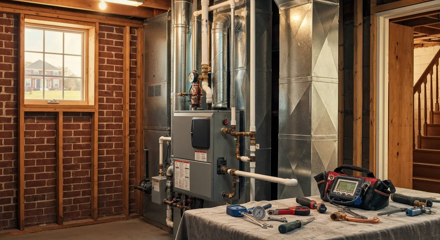 Furnace repair in progress