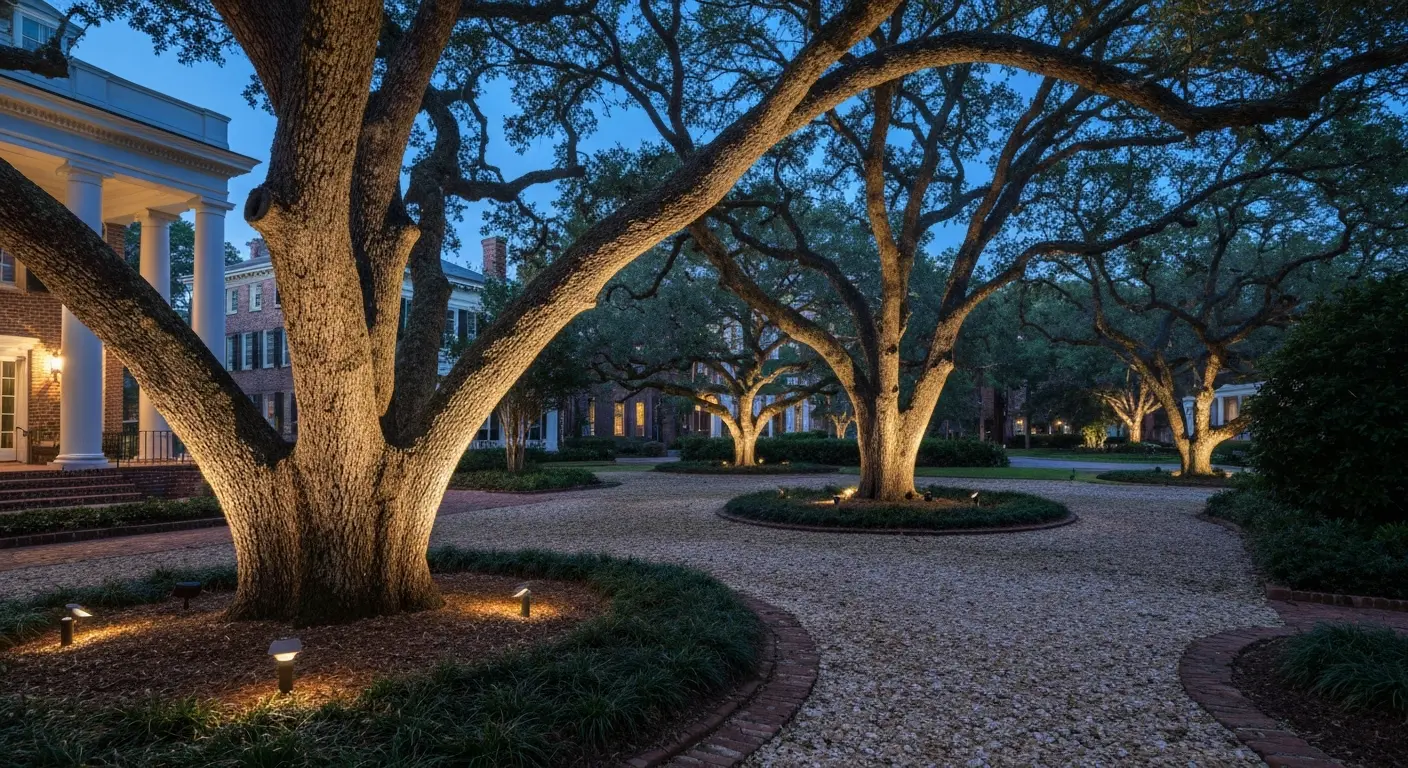 Accent lighting on trees