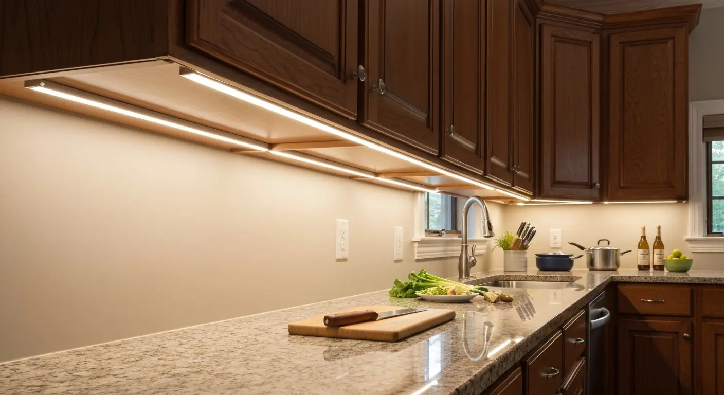 Under-cabinet lighting in kitchen