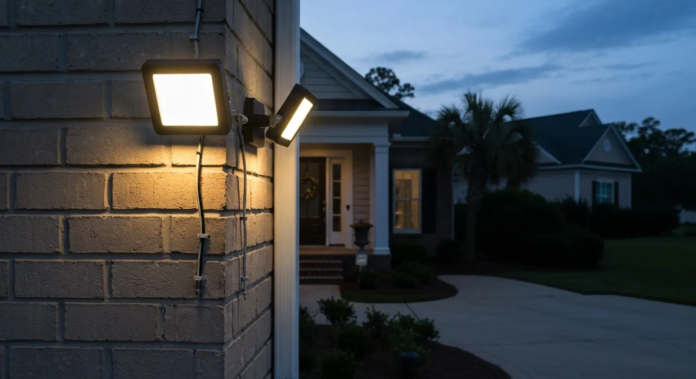 Security floodlights on property