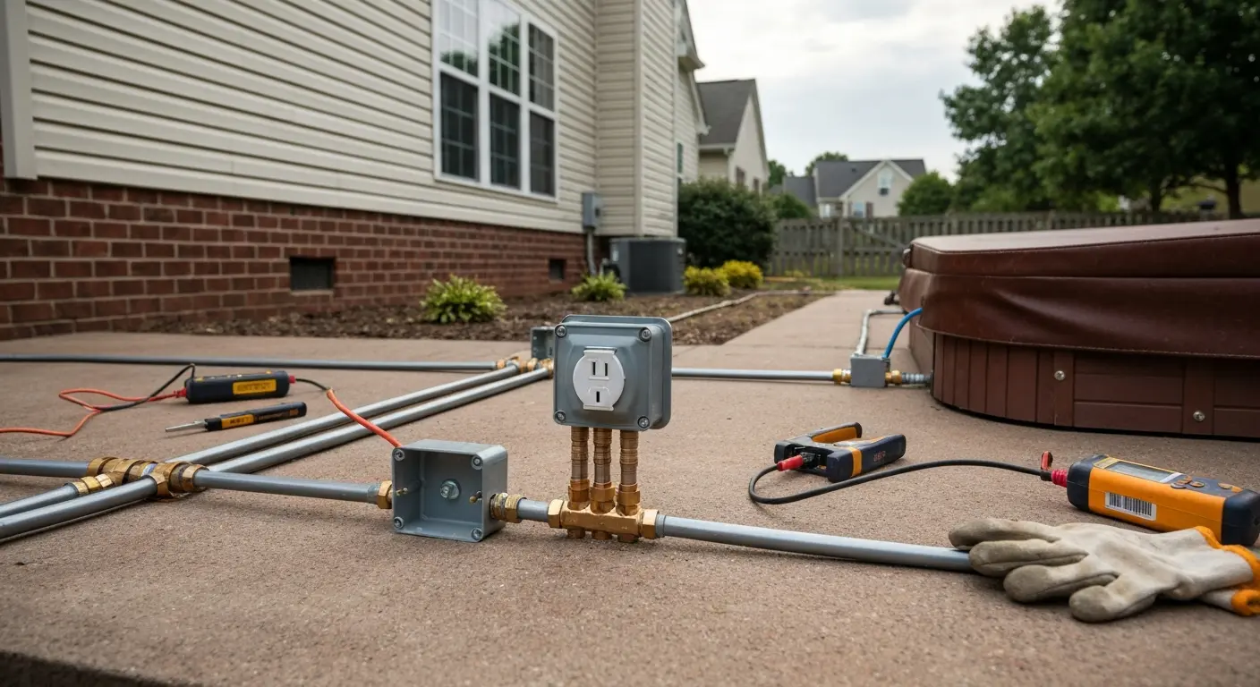Hot tub electrical installation setup