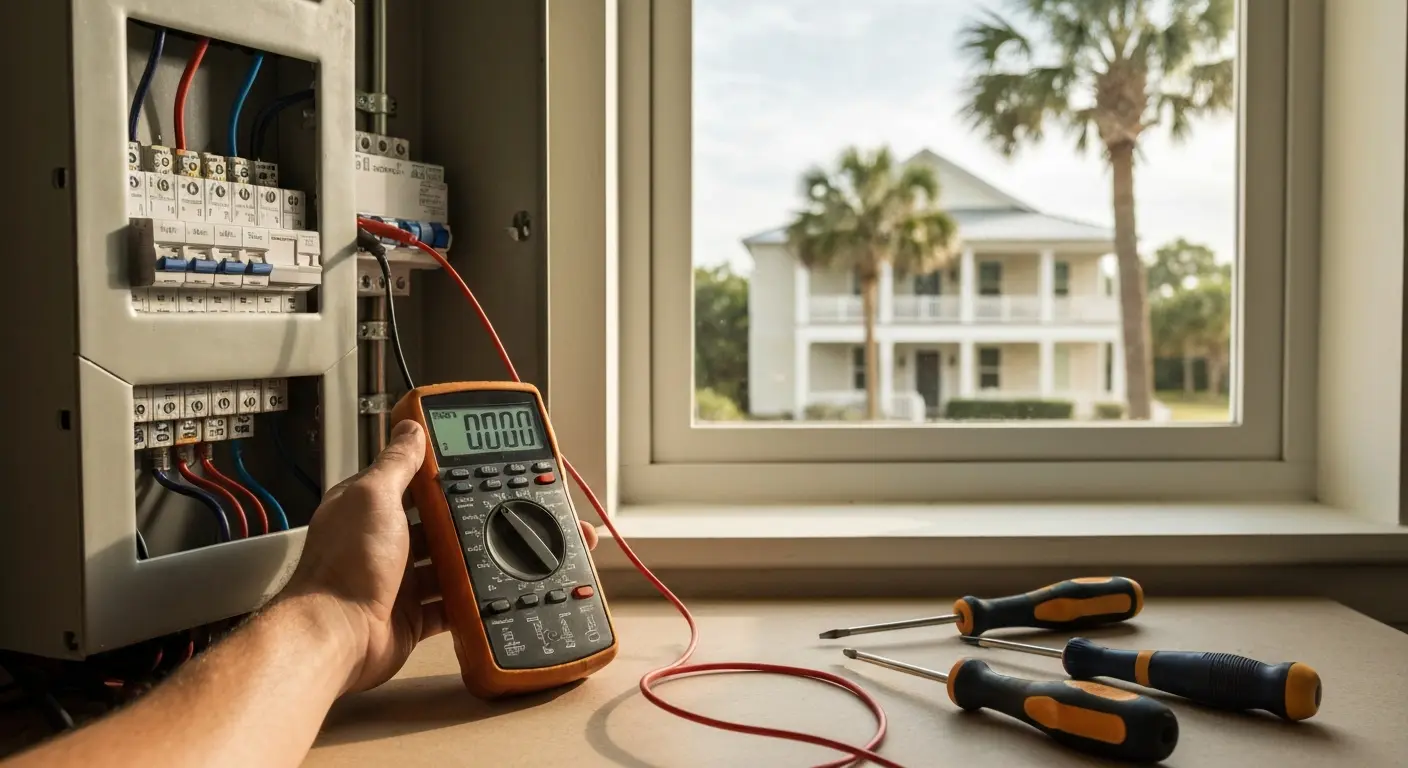 Electrician testing circuits