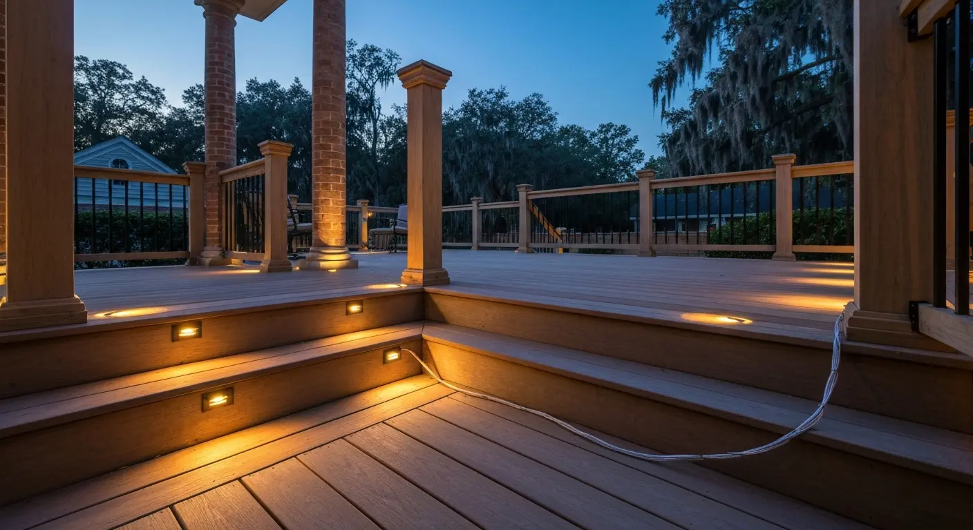 Patio deck lighting setup