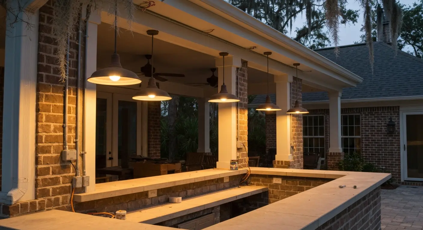 Patio lighting setup