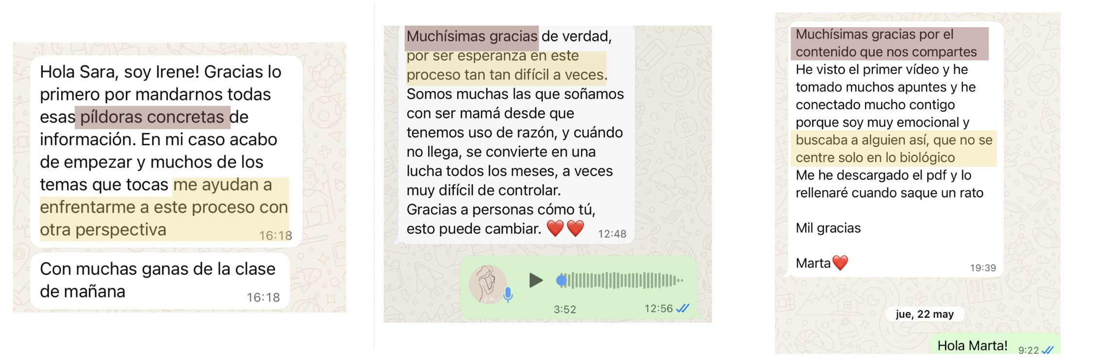 Testimonios de alumnas
