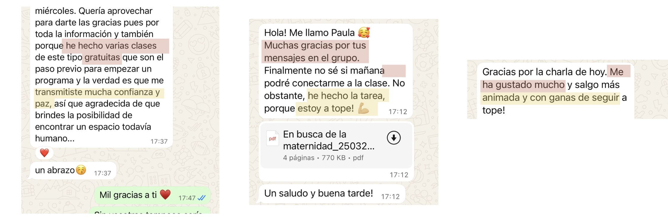 Testimonios de alumnas