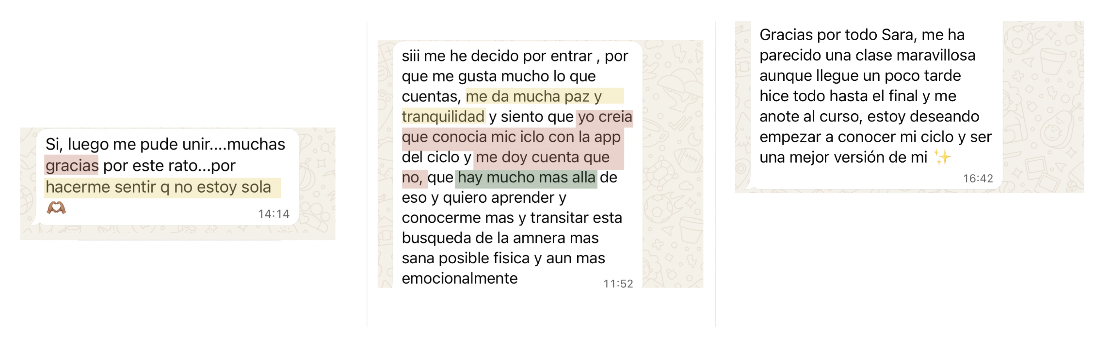 Testimonios de alumnas