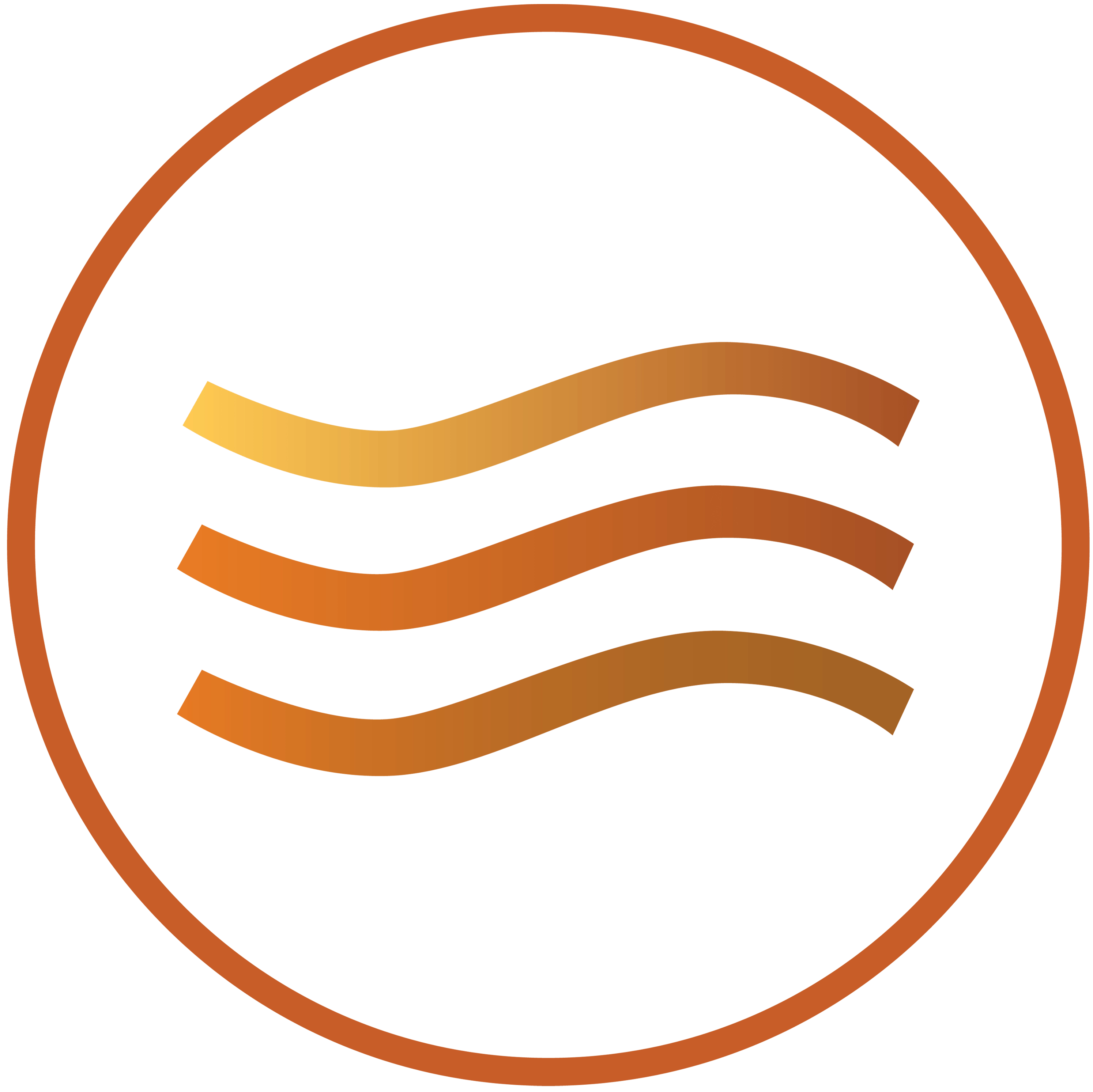 Flow-themed icon with three curved lines, representing fluid technique in watercolor learning.