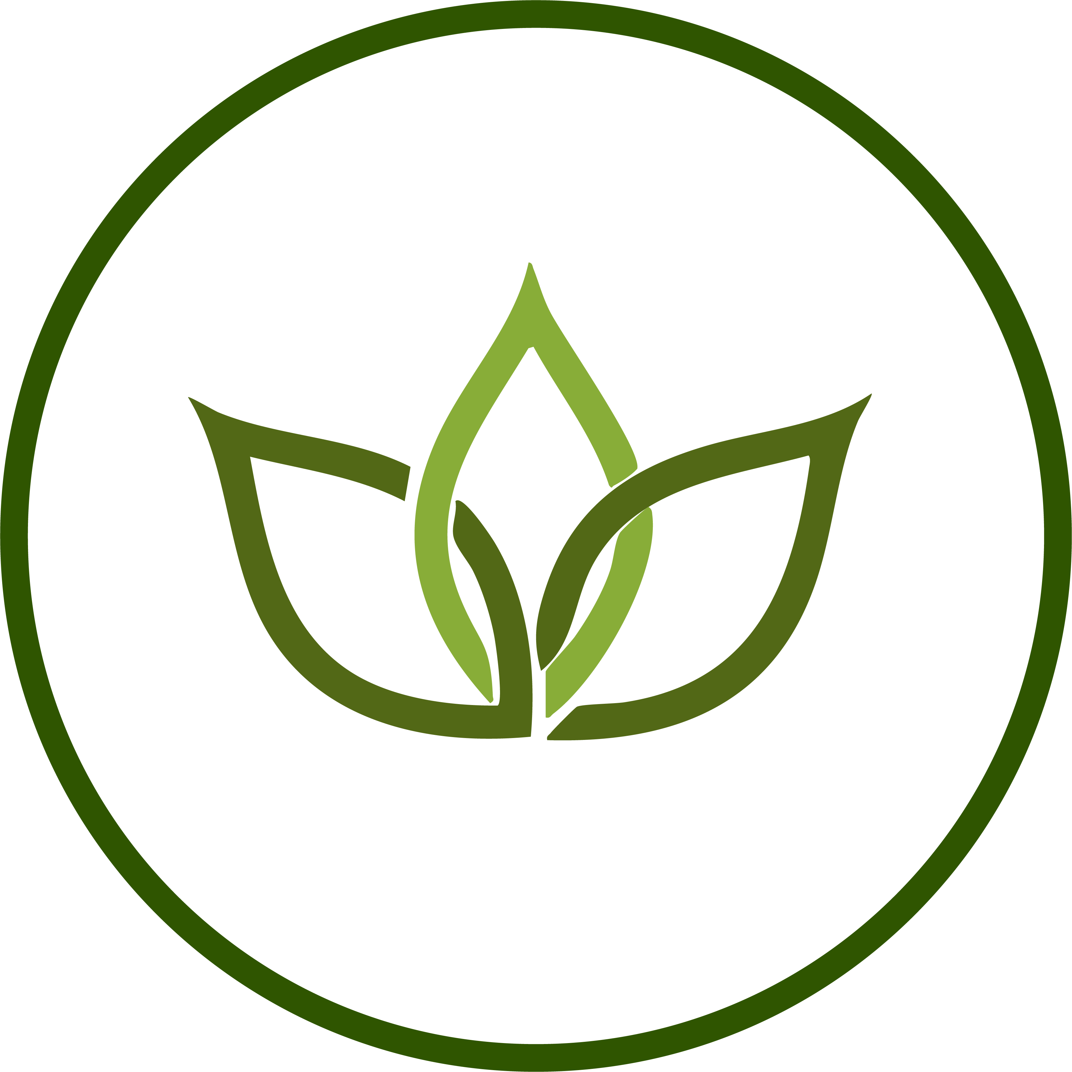 Calm clarity icon with three overlapping leaves — representing focus, mindfulness, and growth in watercolor learning