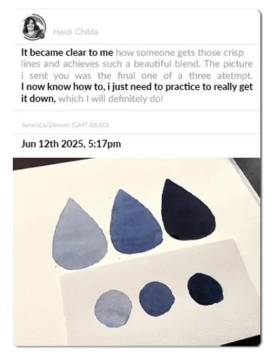 Student works painting under unseen conditions