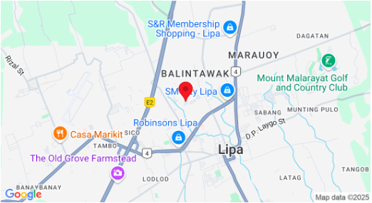 Map showing San Carlos Homes Phase 2, Lipa, 4217 Batangas