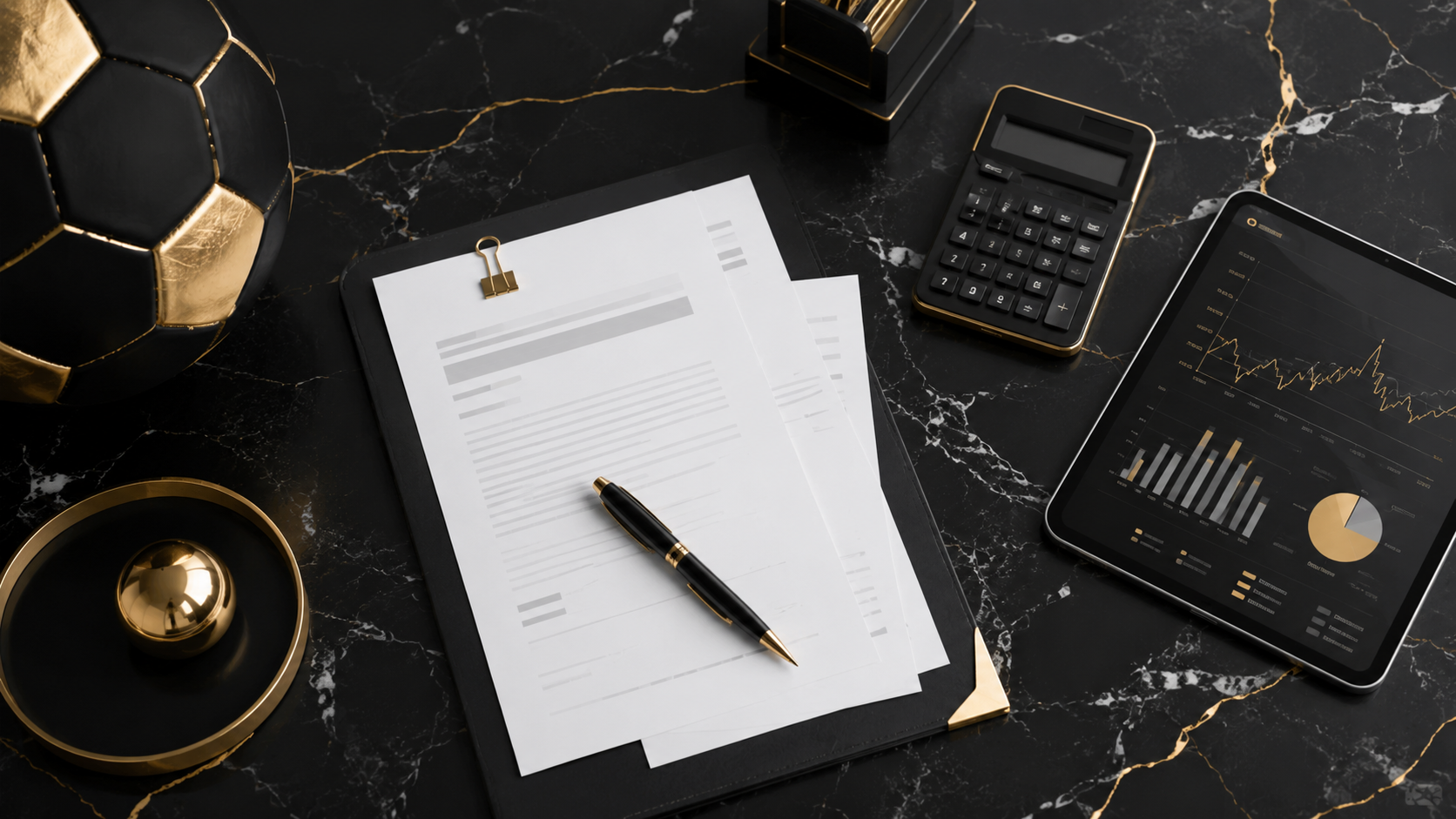 Tax planning documents and financial dashboard