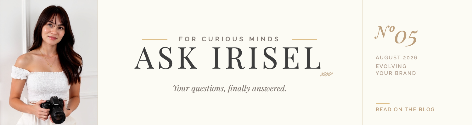 Ask Irisel monthly personal branding series where Irisel Aesteria answers audience questions and gives direct feedback on building a profitable, aligned personal brand Ask Irisel monthly personal branding series where Irisel Aesteria answers audience questions and gives direct feedback on building a profitable, aligned personal brand