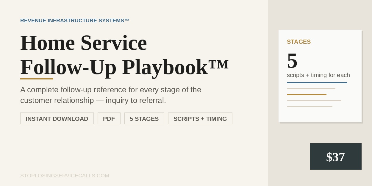 Home Service Follow-Up Playbook&trade;