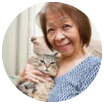 cat and elderly woman