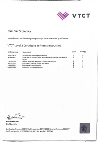 Podgląd wykazu osiągniętych jednostek VTCT