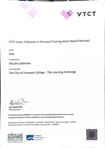 Podgląd VTCT Level 3 Diploma in Personal Training