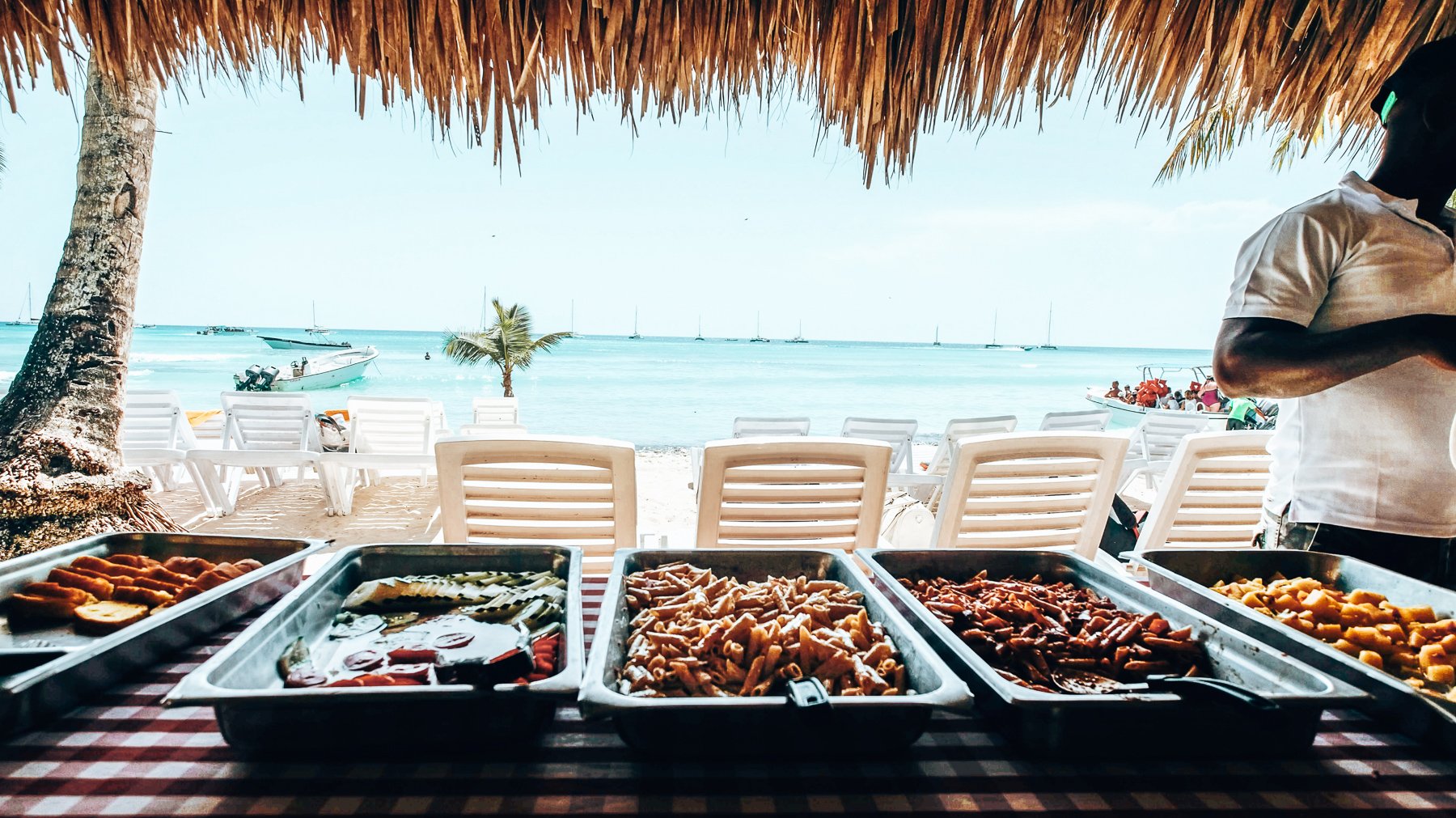 Dominican buffet lunch during the Saona Island tour