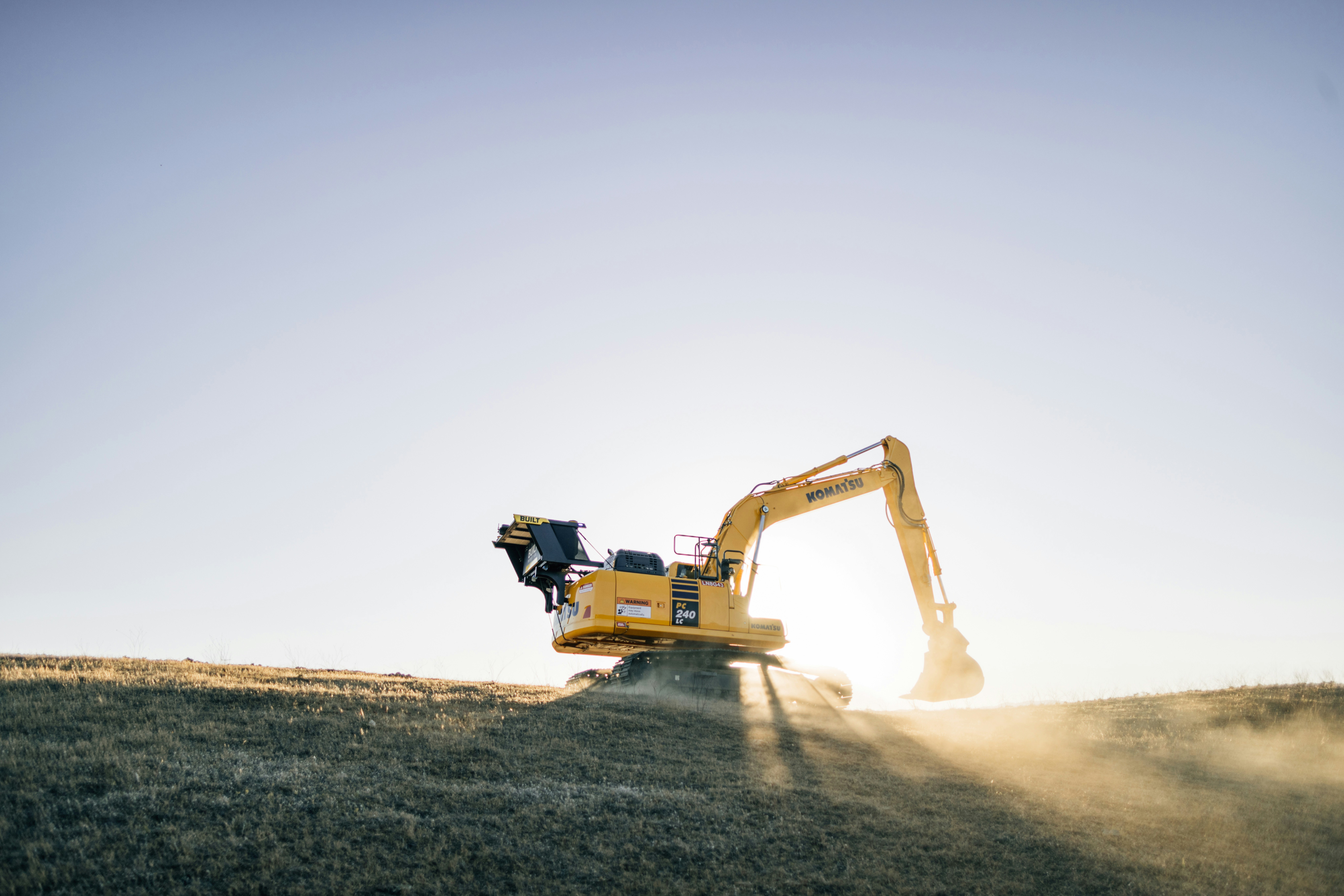 Excavator working on a commercial construction site