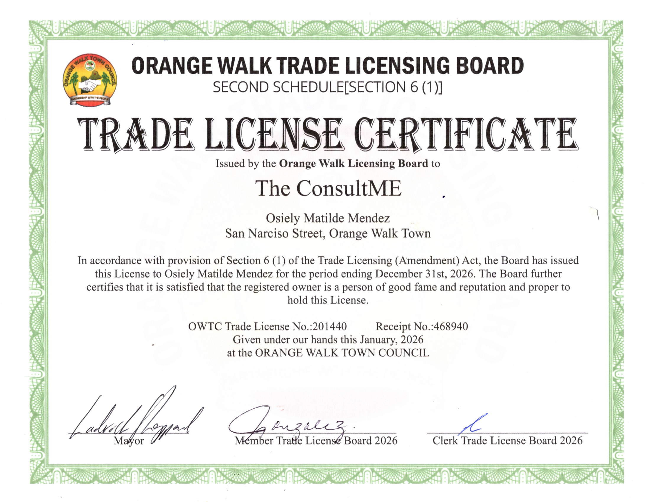 Trade License Certificate