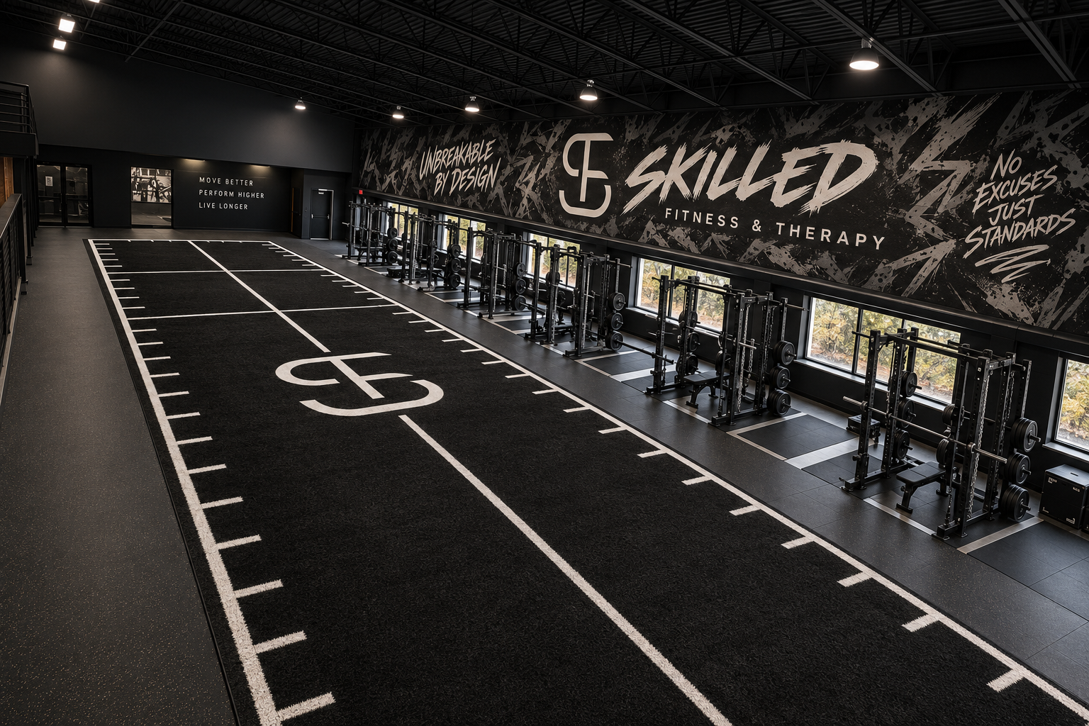 Rendering of the finished turf and performance room at 133 Sandberg Rd