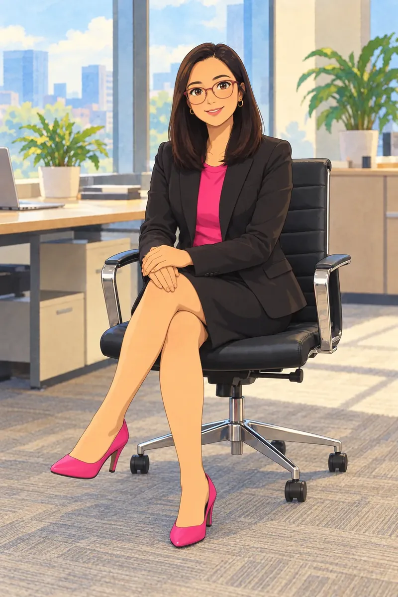 Illustration of a smiling professional seated in an office chair
