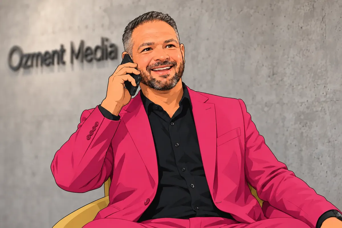 Marketing agency case study: illustration of an agency owner on a phone call