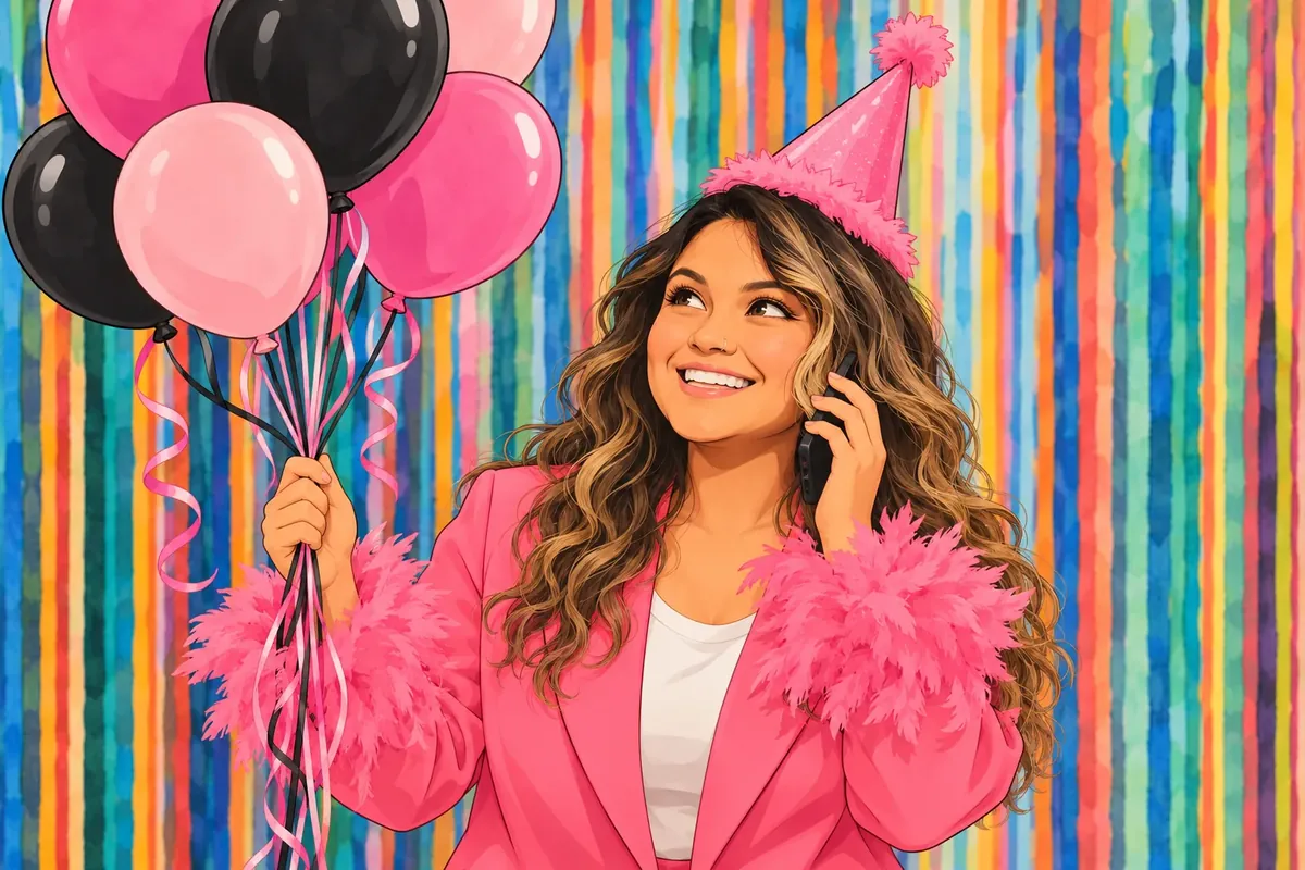 Party rental company case study: illustration of the owner on the phone with balloons