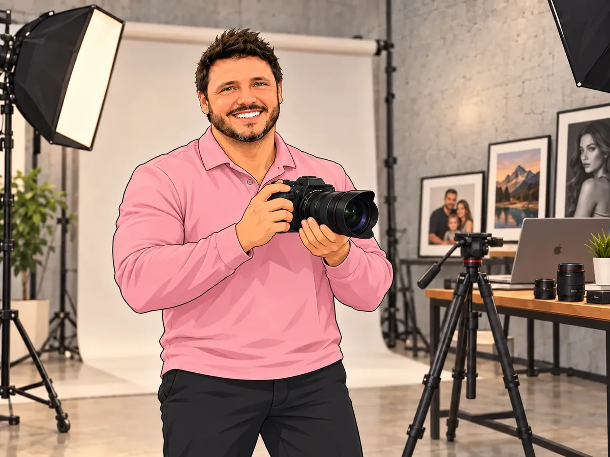 Photography business case study: illustration of a photographer in his studio