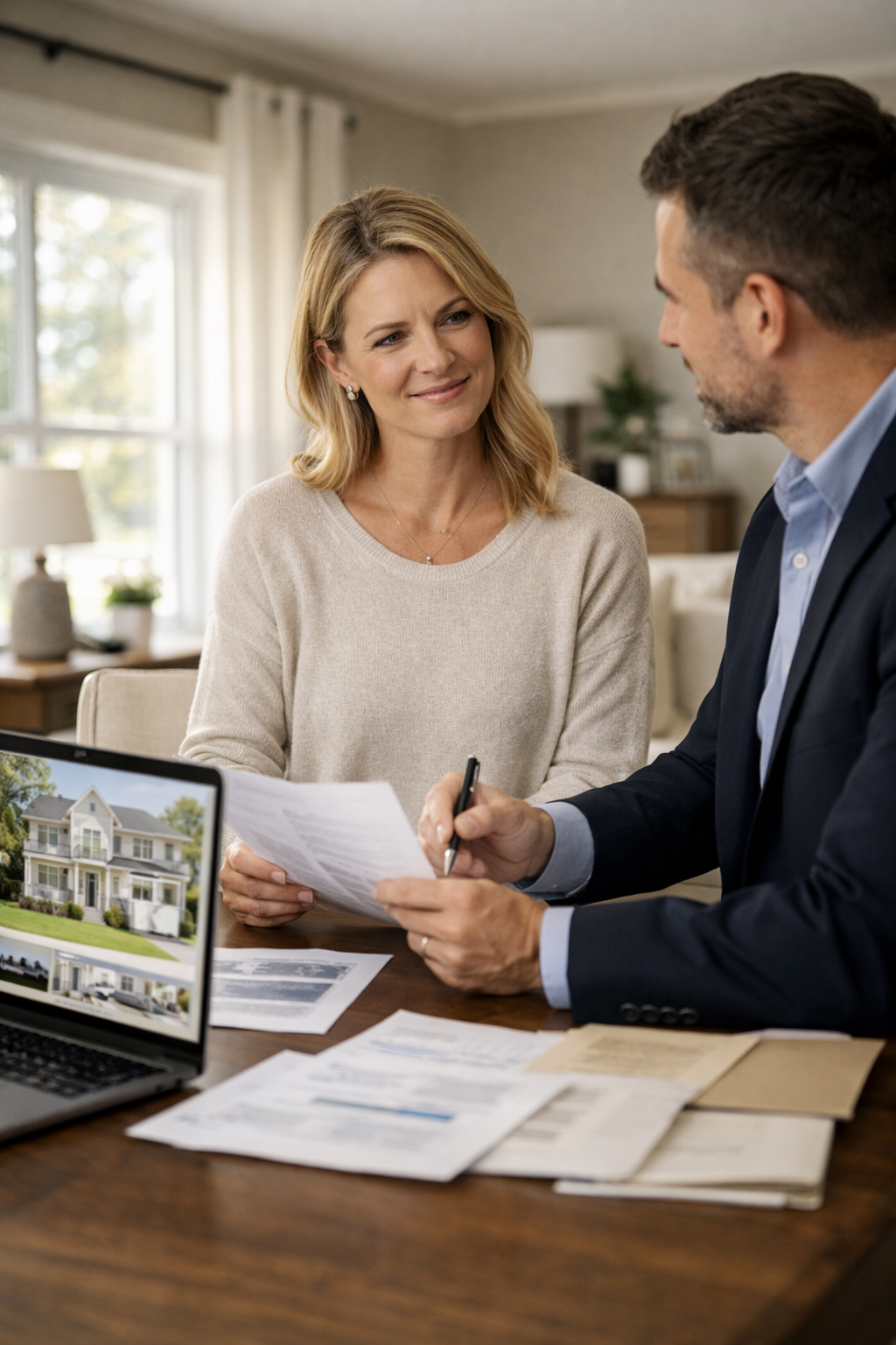 Real estate agent meeting with Northern Virginia homeowner to discuss relisting strategy after expired home listing Real estate agent meeting with Northern Virginia homeowner to discuss relisting strategy after expired home listing