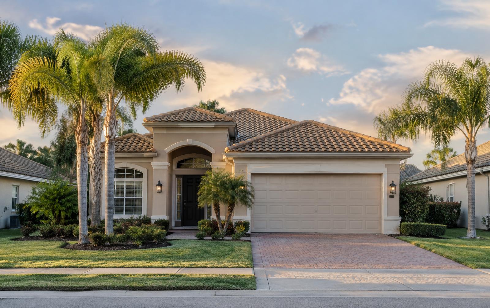 Florida home with palm trees